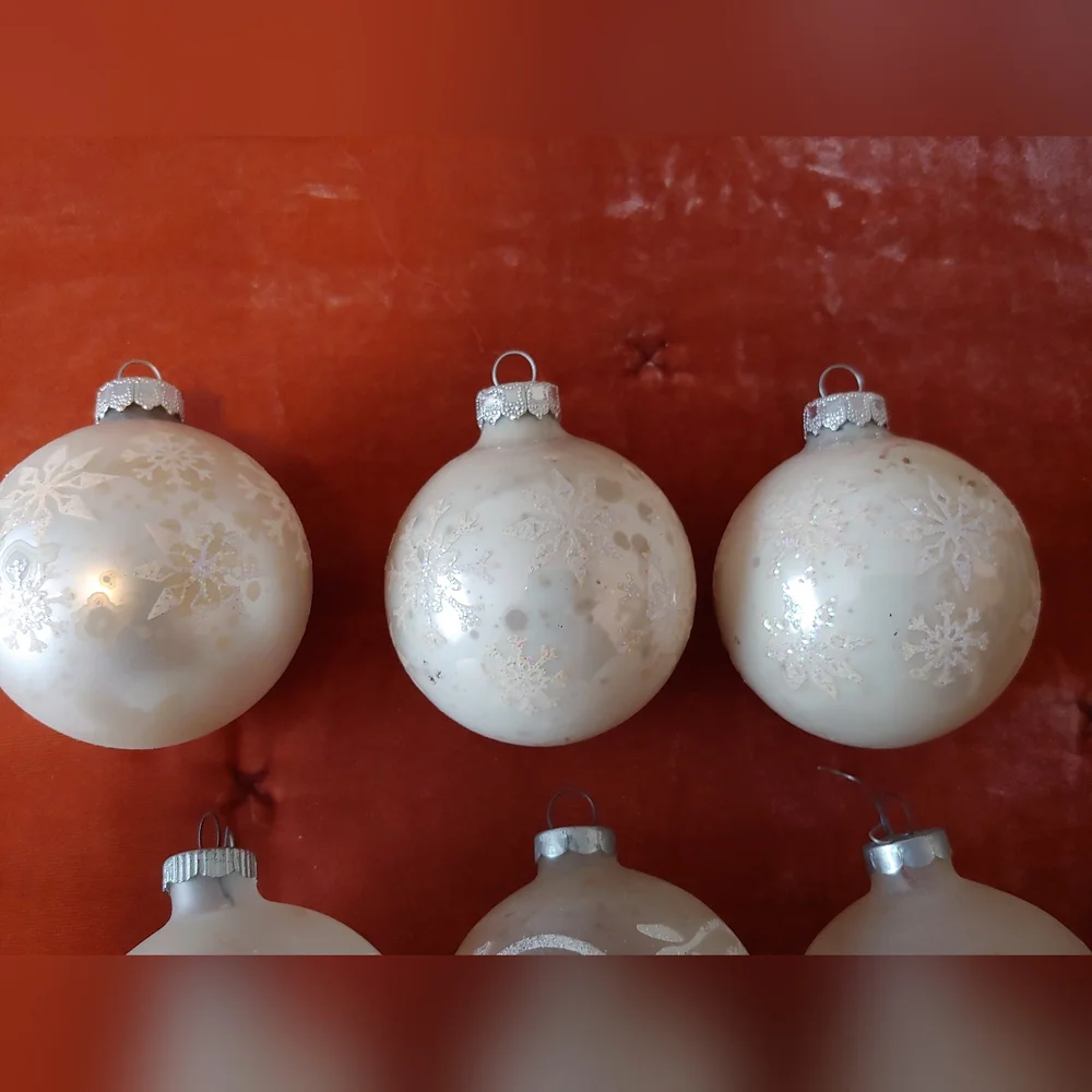 Vintage white Christmas ornaments - set of 8